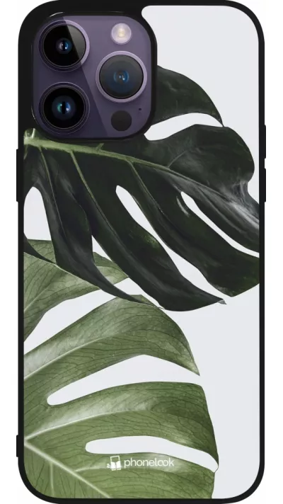 iPhone 15 Pro Max Case Hülle - Silikon schwarz Monstera Plant