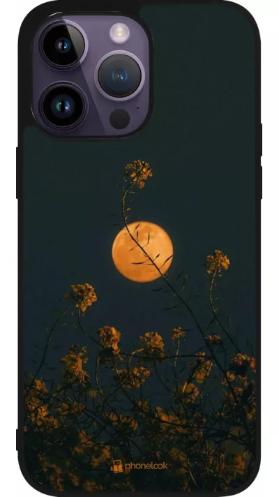 iPhone 15 Pro Max Case Hülle - Silikon schwarz Moon Flowers
