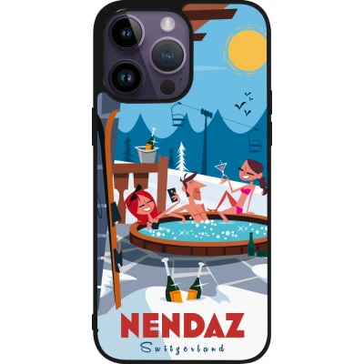 iPhone 15 Pro Max Case Hülle - Silikon schwarz Nendaz Mountain Jacuzzi