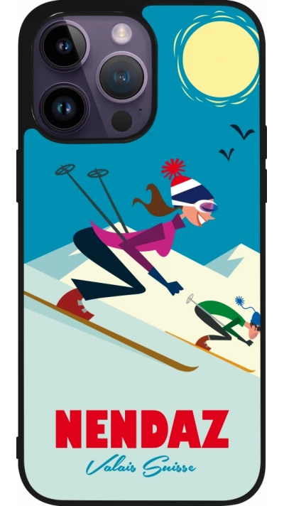 iPhone 15 Pro Max Case Hülle - Silikon schwarz Nendaz Ski Downhill