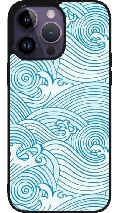 iPhone 15 Pro Max Case Hülle - Silikon schwarz Ocean Waves