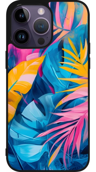 iPhone 15 Pro Max Case Hülle - Silikon schwarz Palms Blue