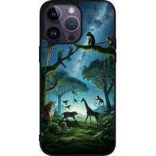 Coque iPhone 15 Pro Max - Silicone rigide noir Paradis des animaux exotiques