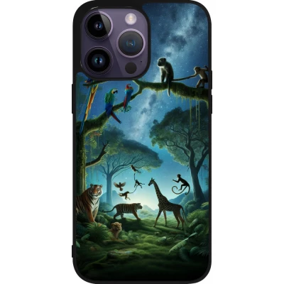Coque iPhone 15 Pro Max - Silicone rigide noir Paradis des animaux exotiques