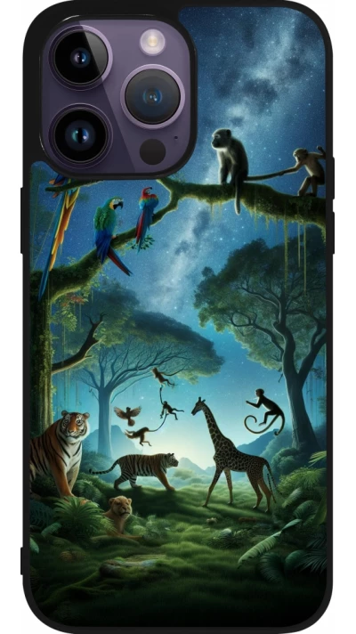 iPhone 15 Pro Max Case Hülle - Silikon schwarz Paradies der exotischen Tiere