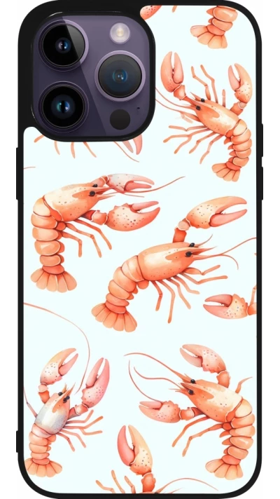 iPhone 15 Pro Max Case Hülle - Silikon schwarz Muster von pastellfarbenen Hummern