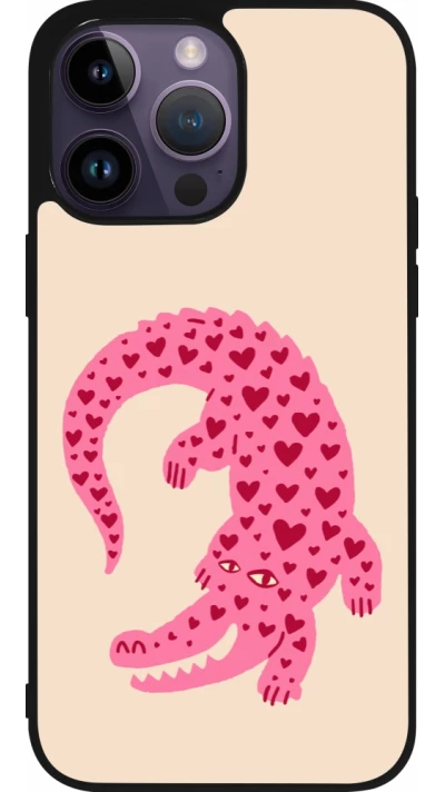 iPhone 15 Pro Max Case Hülle - Silikon schwarz Pink crocodile 2026