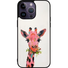 iPhone 15 Pro Max Case Hülle - Silikon schwarz Pink Girafe Paint