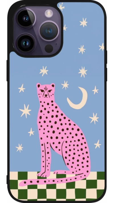 iPhone 15 Pro Max Case Hülle - Silikon schwarz Pink leopard with stars 2026