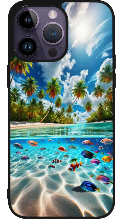 Coque iPhone 15 Pro Max - Silicone rigide noir Plage Paradis