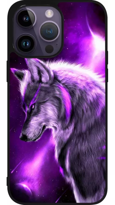 iPhone 15 Pro Max Case Hülle - Silikon schwarz Purple Sky Wolf