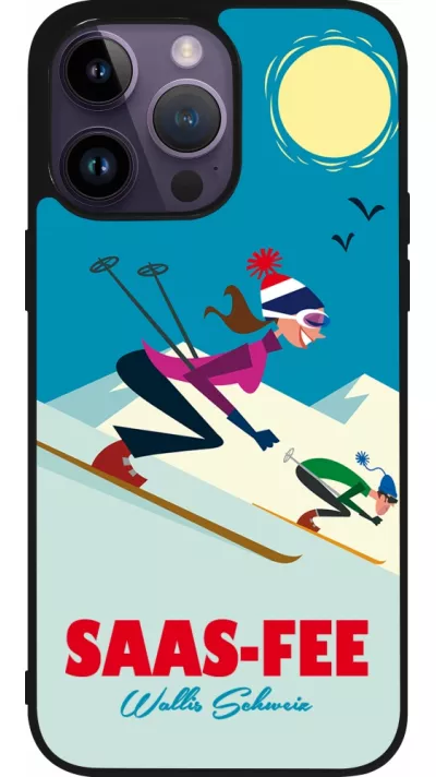 iPhone 15 Pro Max Case Hülle - Silikon schwarz Saas-Fee Ski Downhill