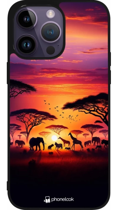 iPhone 15 Pro Max Case Hülle - Silikon schwarz Safari Sonnenuntergang Wildtiere