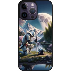 iPhone 15 Pro Max Case Hülle - Silikon schwarz Samurai Katana Mond