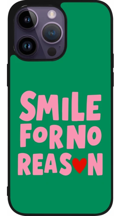 Coque iPhone 15 Pro Max - Silicone rigide noir Smile for no reason 2026