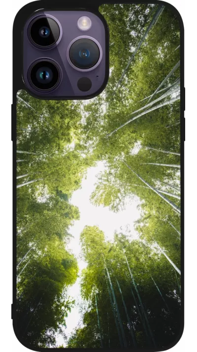 Coque iPhone 15 Pro Max - Silicone rigide noir Spring 23 forest blue sky