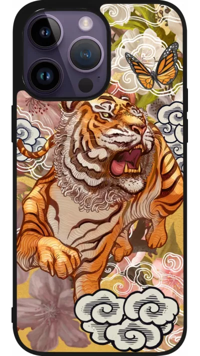 Coque iPhone 15 Pro Max - Silicone rigide noir Spring 23 japanese tiger