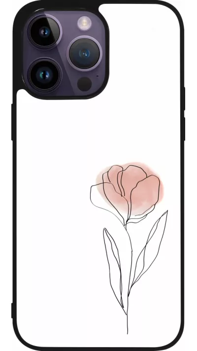 Coque iPhone 15 Pro Max - Silicone rigide noir Spring 23 minimalist flower