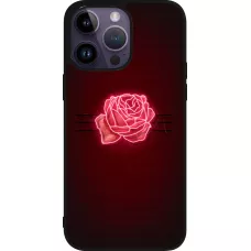 Coque iPhone 15 Pro Max - Silicone rigide noir Spring 23 neon rose