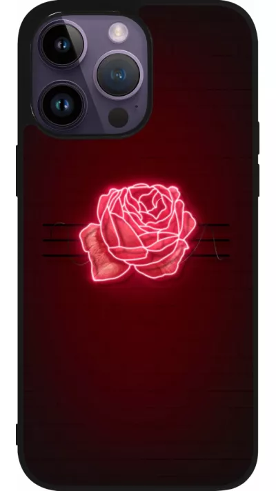 Coque iPhone 15 Pro Max - Silicone rigide noir Spring 23 neon rose