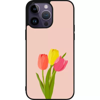 iPhone 15 Pro Max Case Hülle - Silikon schwarz Spring 23 tulip trio