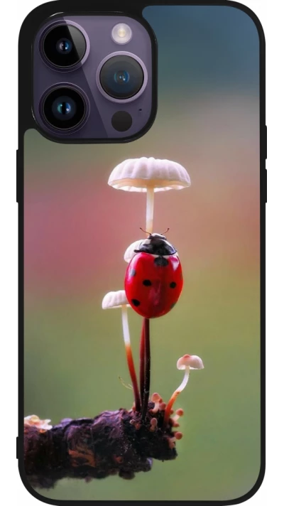 iPhone 15 Pro Max Case Hülle - Silikon schwarz Ladybird on a mushroom Spring 2026