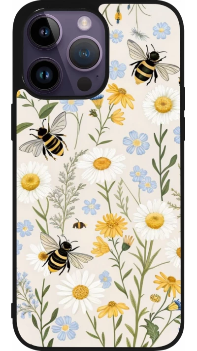 iPhone 15 Pro Max Case Hülle - Silikon schwarz Pattern bees Spring 2026