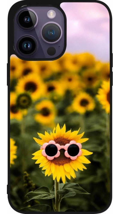 Coque iPhone 15 Pro Max - Silicone rigide noir Sunflower with glasses Spring 2026
