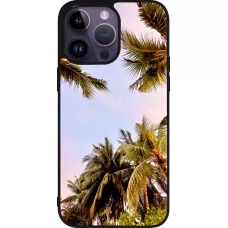 Coque iPhone 15 Pro Max - Silicone rigide noir Summer 2023 palm tree vibe