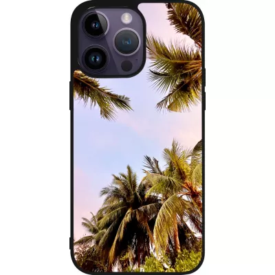 iPhone 15 Pro Max Case Hülle - Silikon schwarz Summer 2023 palm tree vibe