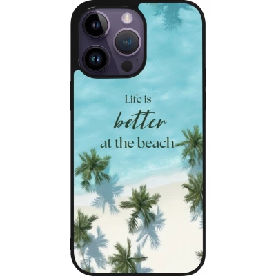 iPhone 15 Pro Max Case Hülle - Silikon schwarz Summer 2025 Life is better at the beach