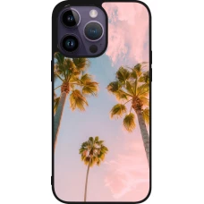 Coque iPhone 15 Pro Max - Silicone rigide noir Summer 2025 Palmiers