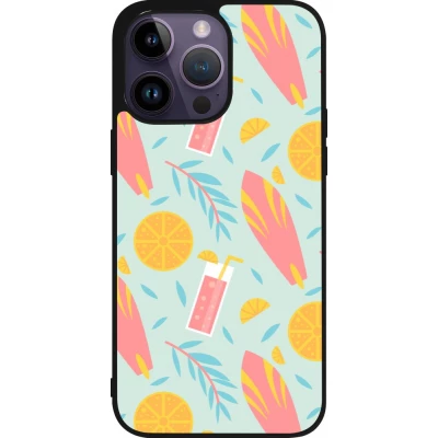 iPhone 15 Pro Max Case Hülle - Silikon schwarz Summer 2025 Pattern citron