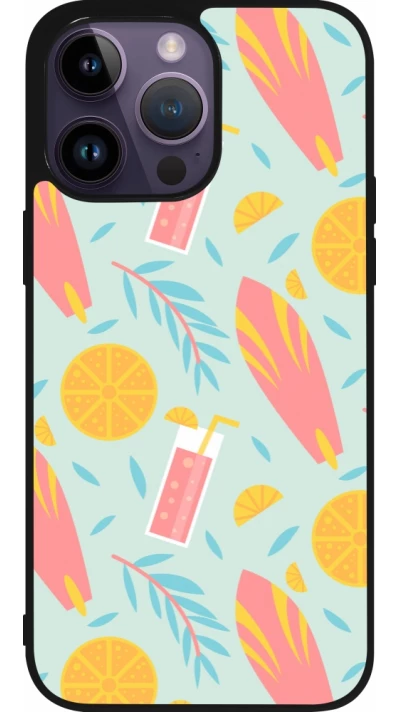 Coque iPhone 15 Pro Max - Silicone rigide noir Summer 2025 Pattern citron