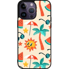 Coque iPhone 15 Pro Max - Silicone rigide noir Summer 2025 Pattern soleil