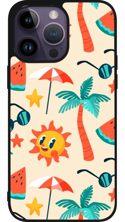 Coque iPhone 15 Pro Max - Silicone rigide noir Summer 2025 Pattern soleil