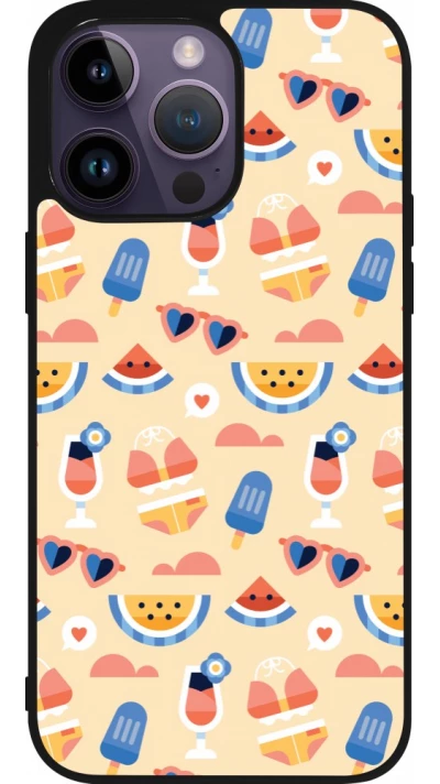 Coque iPhone 15 Pro Max - Silicone rigide noir Pattern Summer 2026