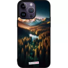 Coque iPhone 15 Pro Max - Silicone rigide noir Sunset Forest Lake