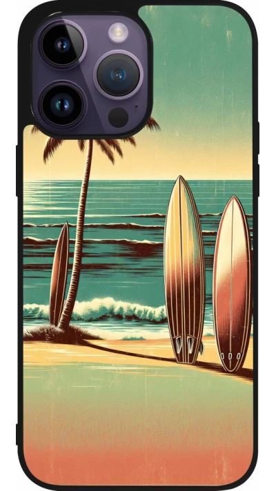 Coque iPhone 15 Pro Max - Silicone rigide noir Surf Paradise