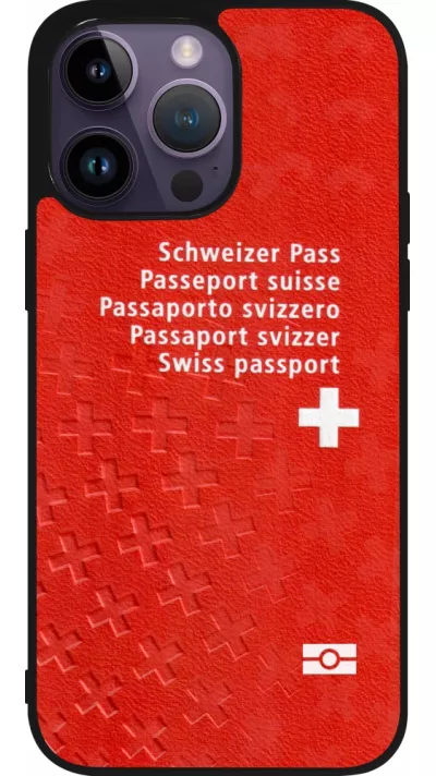Coque iPhone 15 Pro Max - Silicone rigide noir Swiss Passport