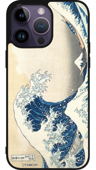 Coque iPhone 15 Pro Max - Silicone rigide noir Tableau art - La Grande Vague de Kanagawa - Hokusai