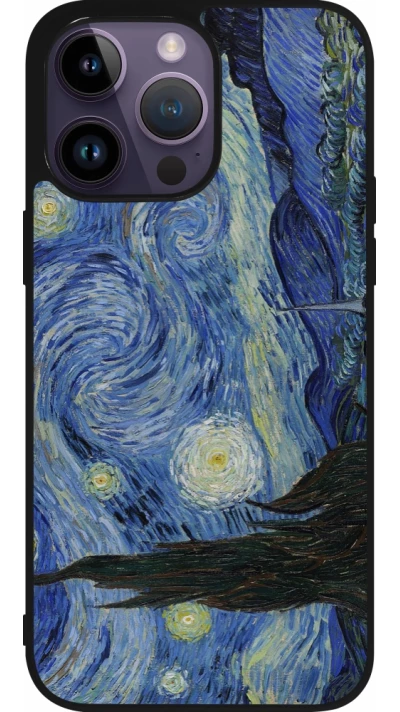 Coque iPhone 15 Pro Max - Silicone rigide noir Tableau art - La Nuit étoilée - Van Gogh