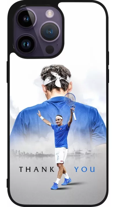 Coque iPhone 15 Pro Max - Silicone rigide noir Thank you Roger