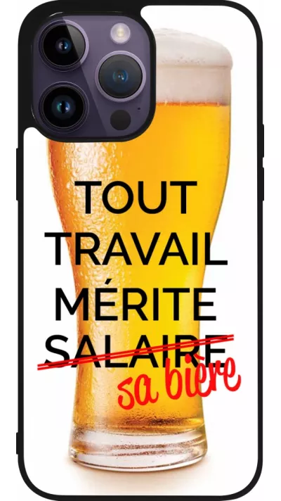 Coque iPhone 15 Pro Max - Silicone rigide noir Tout travail mérite sa bière