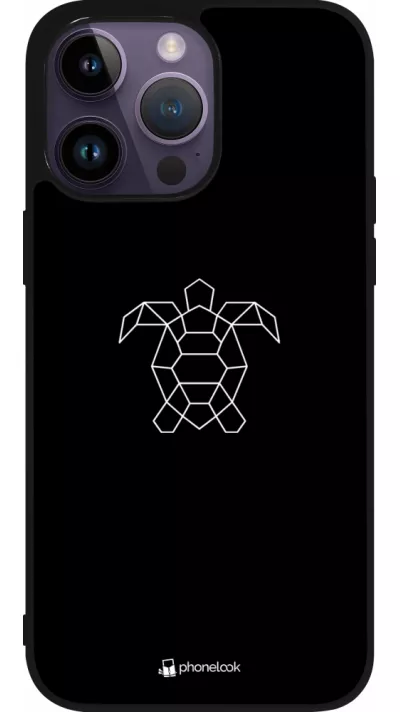 Coque iPhone 15 Pro Max - Silicone rigide noir Turtles lines on black