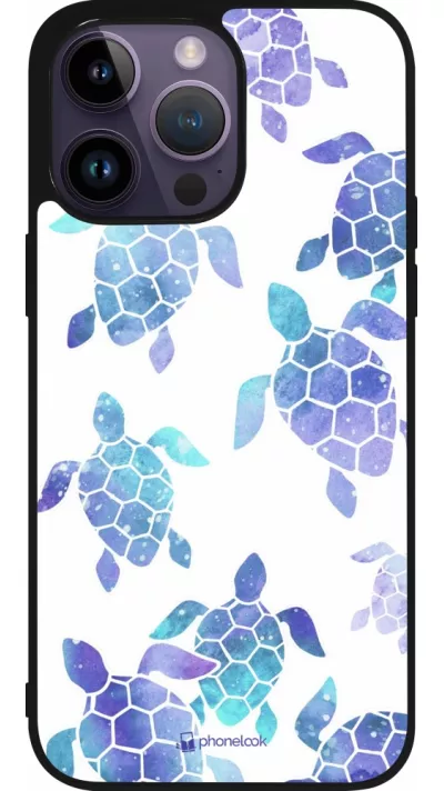 Coque iPhone 15 Pro Max - Silicone rigide noir Turtles pattern watercolor