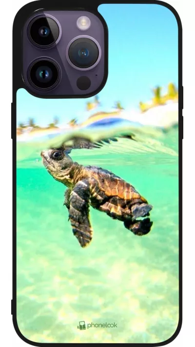 Coque iPhone 15 Pro Max - Silicone rigide noir Turtle Underwater