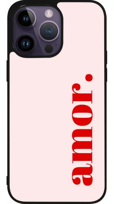 Coque iPhone 15 Pro Max - Silicone rigide noir Valentine 2024 amor