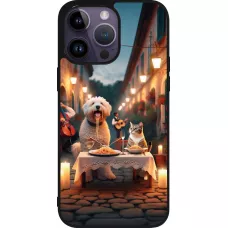 iPhone 15 Pro Max Case Hülle - Silikon schwarz Valentin 2024 Hund & Katze Kerzenlicht