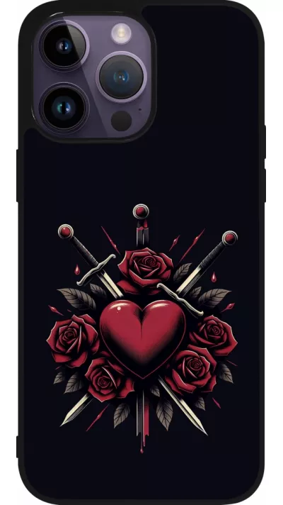 Coque iPhone 15 Pro Max - Silicone rigide noir Valentine 2024 gothic love